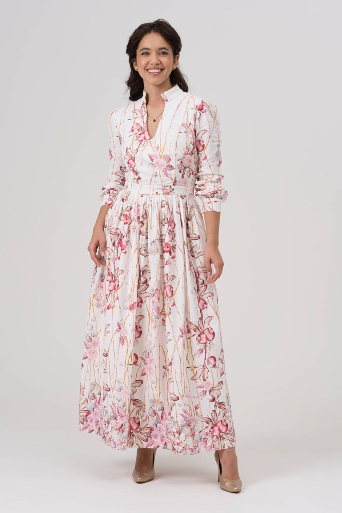 chinese dress ladies Aphrodite's Shore Ramie & Cotton Maxi Dress with Pockets – Diva Thea