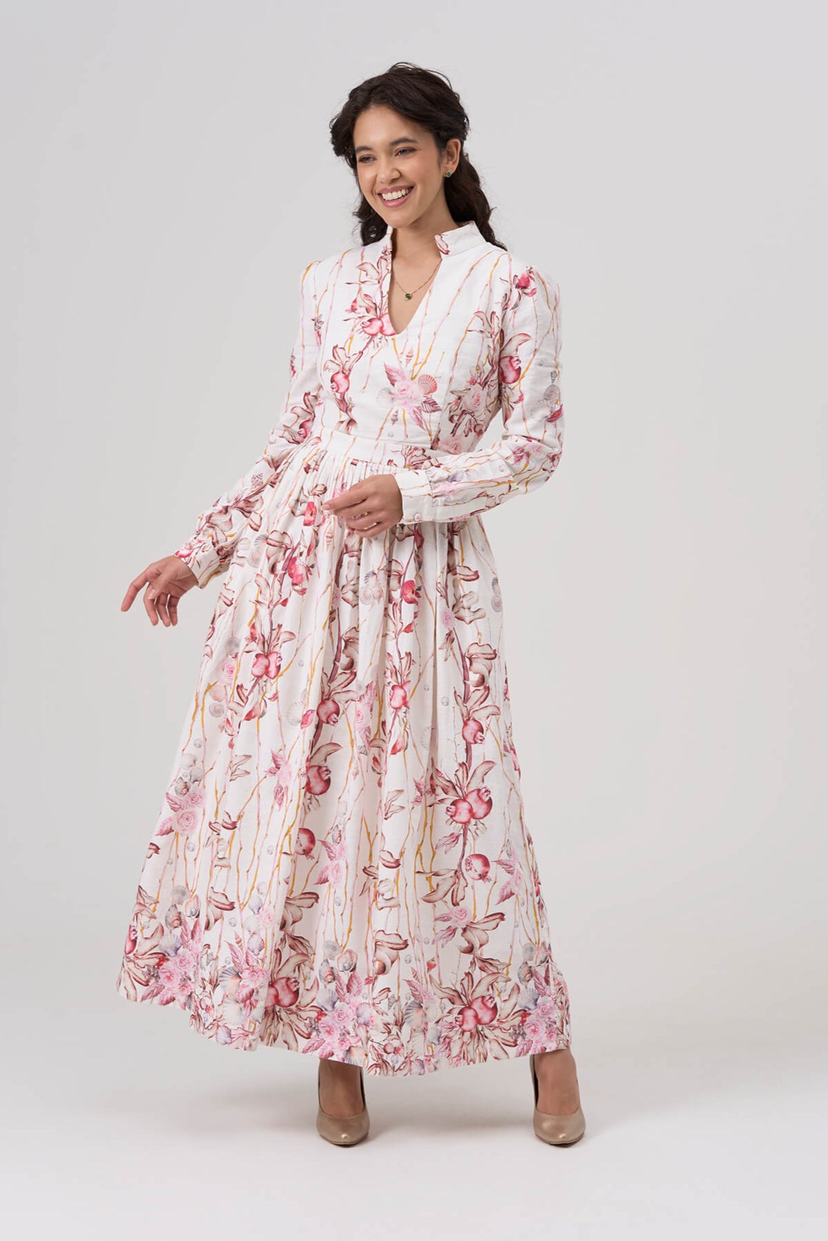 pure cotton maxi dress with sleeves Printed Pure Cotton Maxi Dress in Royal Blue