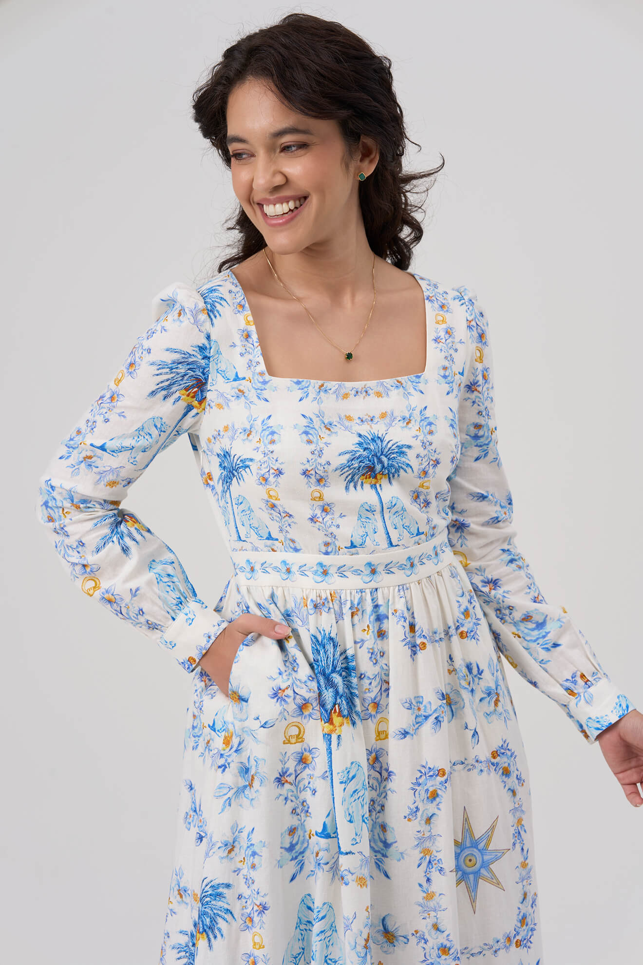Ishtar's Morning Star Linen & Cotton Maxi Dress with Pockets XS Ishtar's Morning Star Linen & Cotton Maxi Dress with Pockets XS