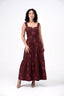 Inanna's Lions Bordeaux Cotton Tiered Maxi Dress