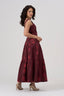 Inanna's Lions Bordeaux Cotton Tiered Maxi Dress