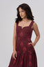 Inanna's Lions Bordeaux Cotton Tiered Maxi Dress